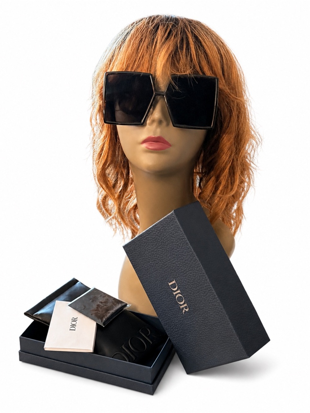 Dior Black Oversized Geometric Square Sunglasses for Women